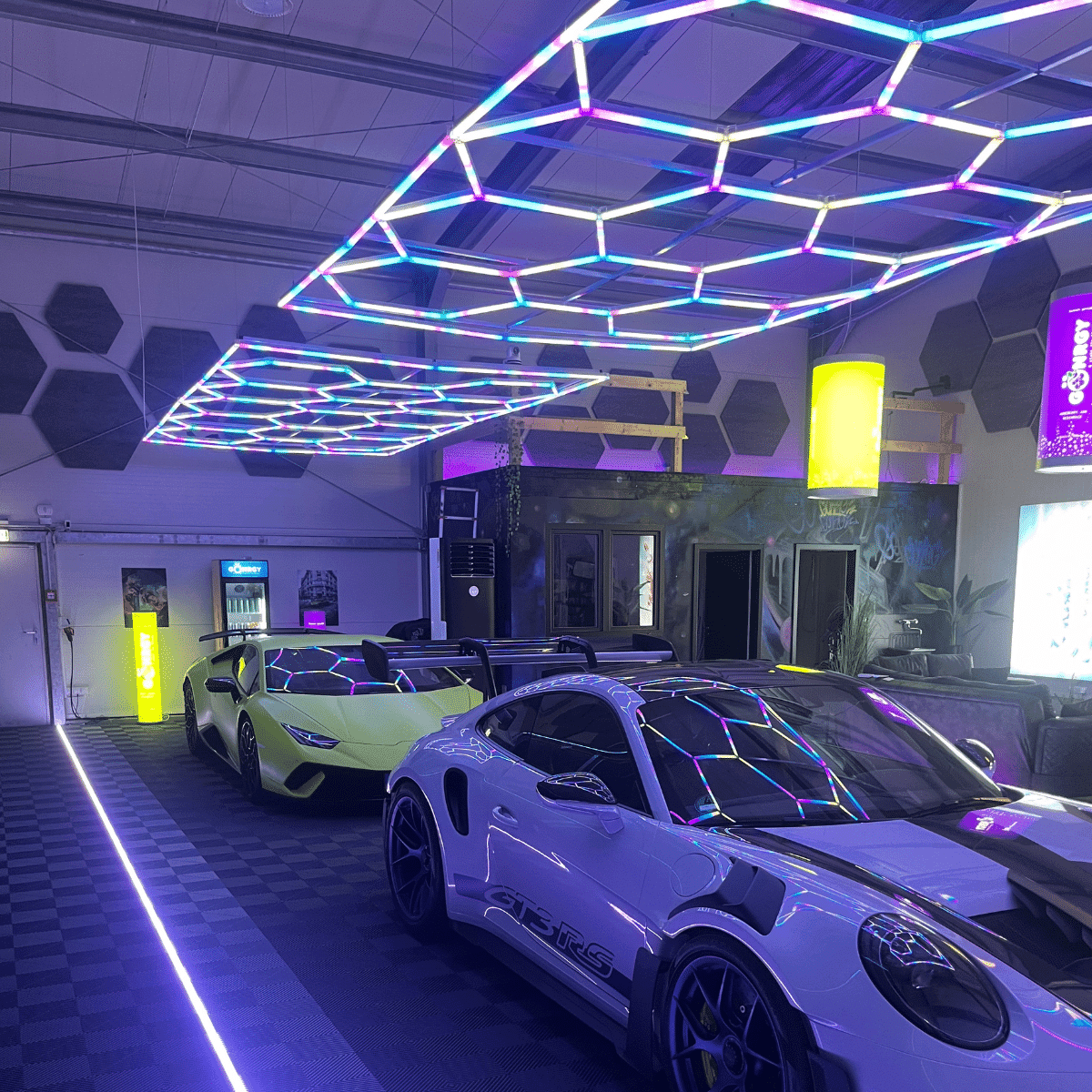 multi coloured hexagonal led roof light