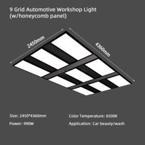 9 grid Automotive Workshop Light with honeycomb Panel