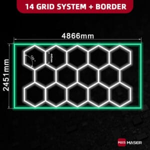 14 Hexagon Lights With Green Border
