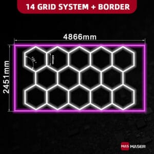 14 Hexagon Lights With Pink Border