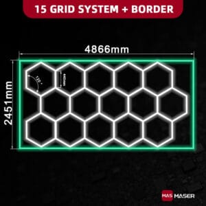 15 Hex Lights with Green Border