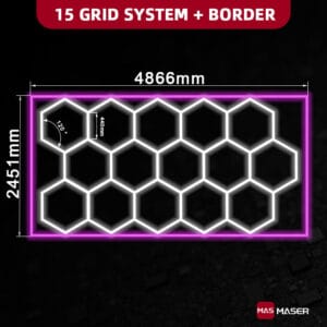 15 Hex Lights with Pink Border